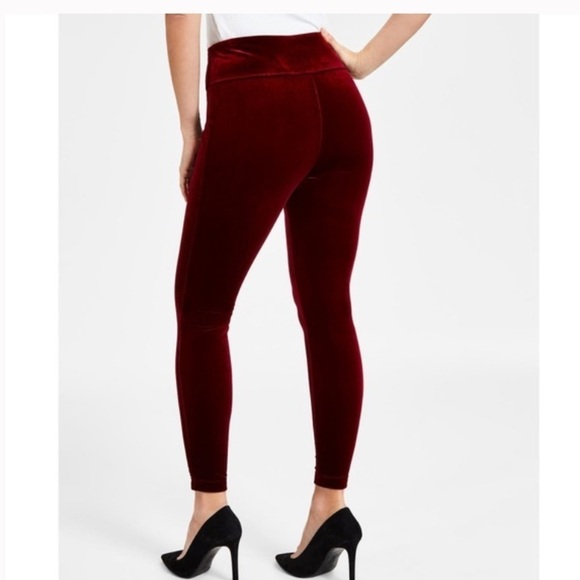 NWT INC Red Velvet Mid Rise Skinny Leg Stretchy Pants Size 8 - Picture 2 of 15